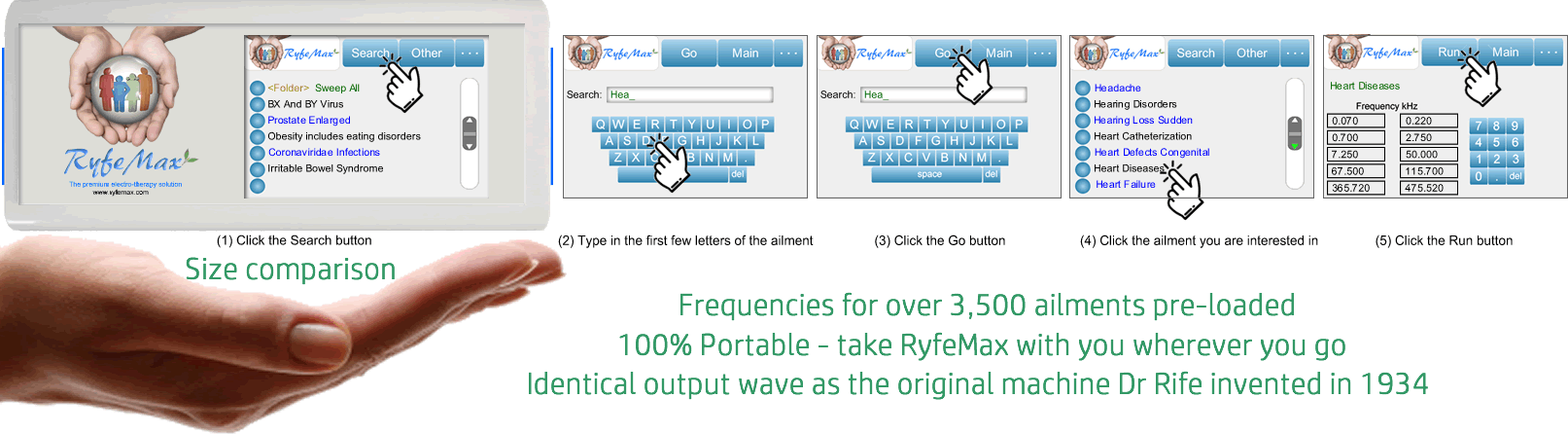 How to search for an ailment on the RyfeMax Rife machine